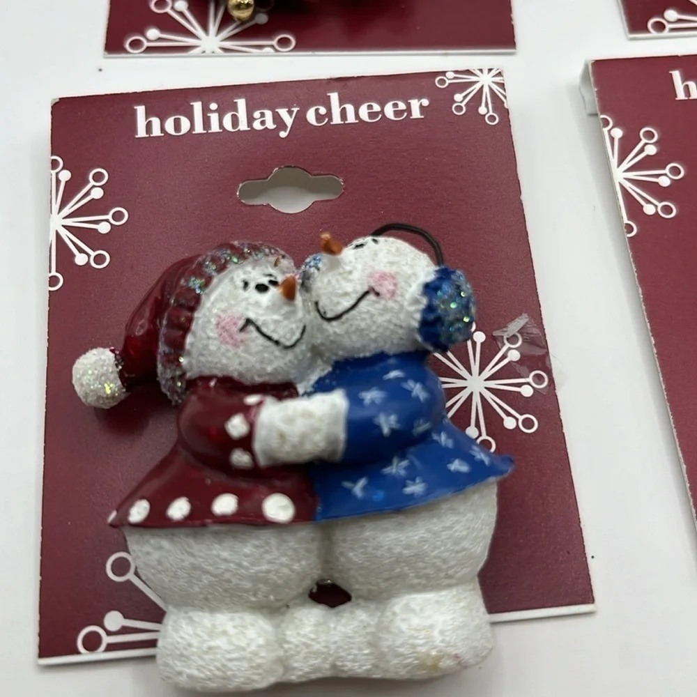 Christmas Brooches 5 and Set  and 1 Set Earrings Snowman Bell Penguin Angel Pins